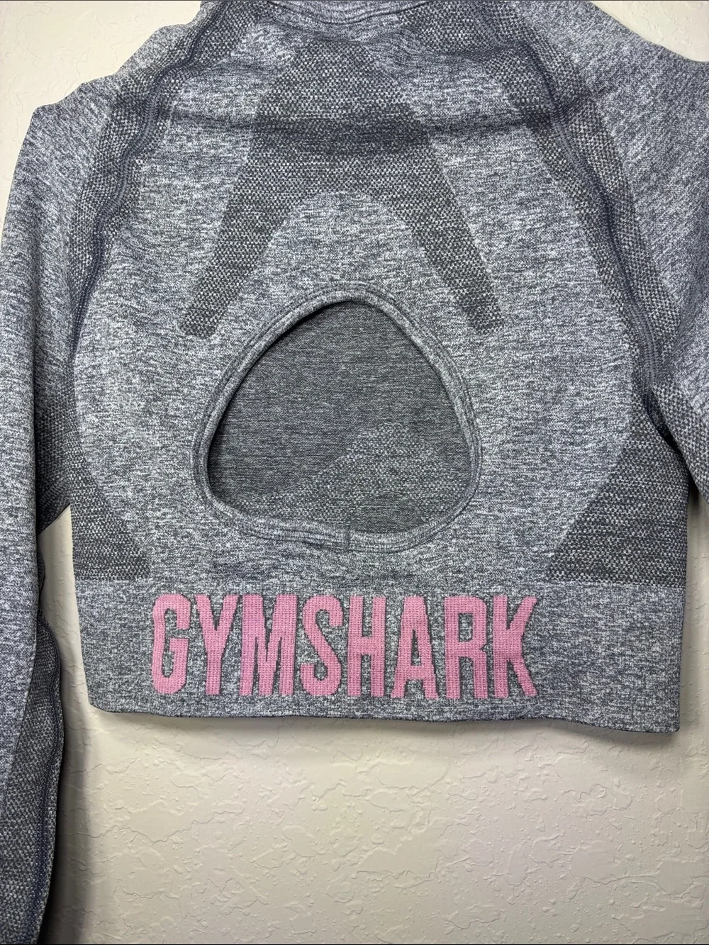 Gymshark Flex Seamless Crop Top & Leggings Matching Workout Set Gray Pink Size S